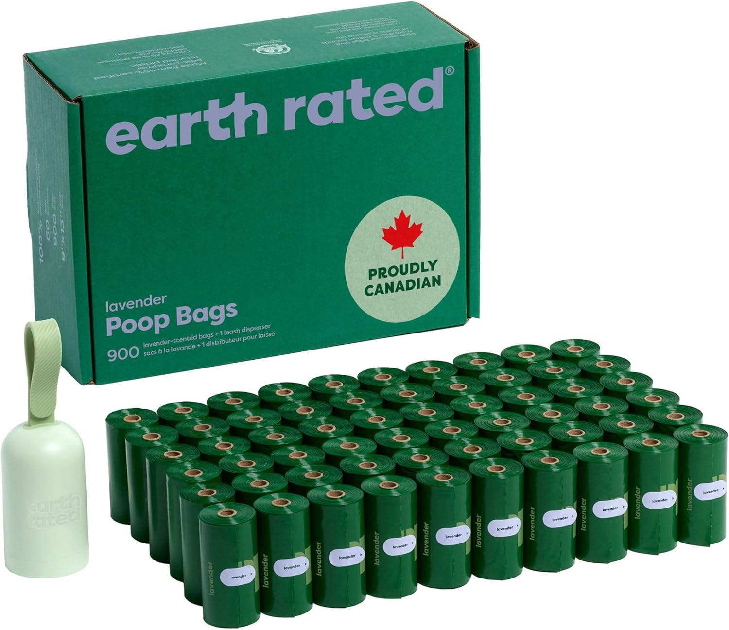 Durable Dog Waste Bag Dispenser with 900 Leakproof Lavender-Scented Bags